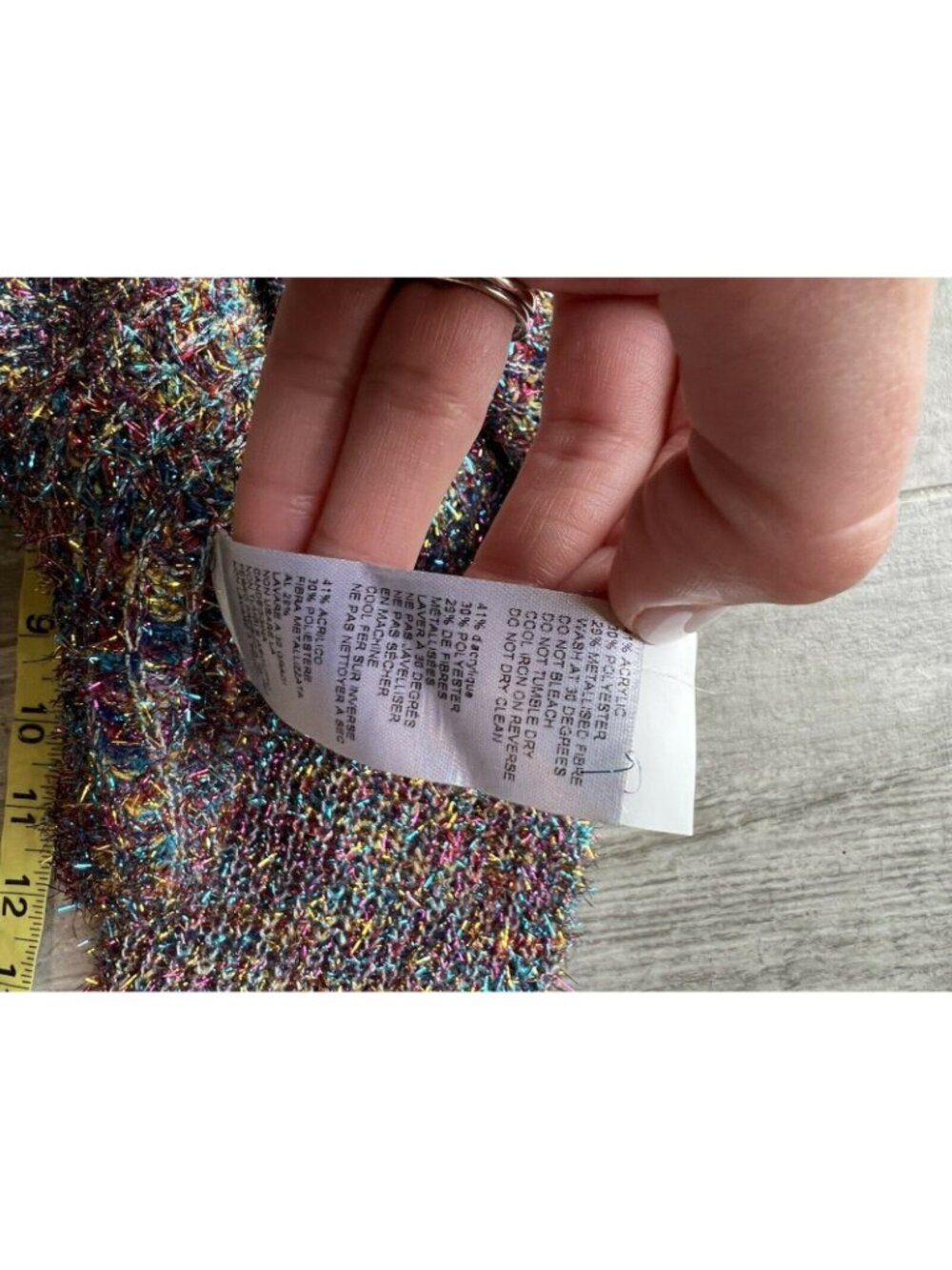 NASTY GAL Tinsel Time V-Neck Cropped Sweater Rainbow Metallic NEW Holiday Top M - Picture 10 of 10